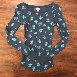 Floral Fitted Thermal Long Sleeve Size XS